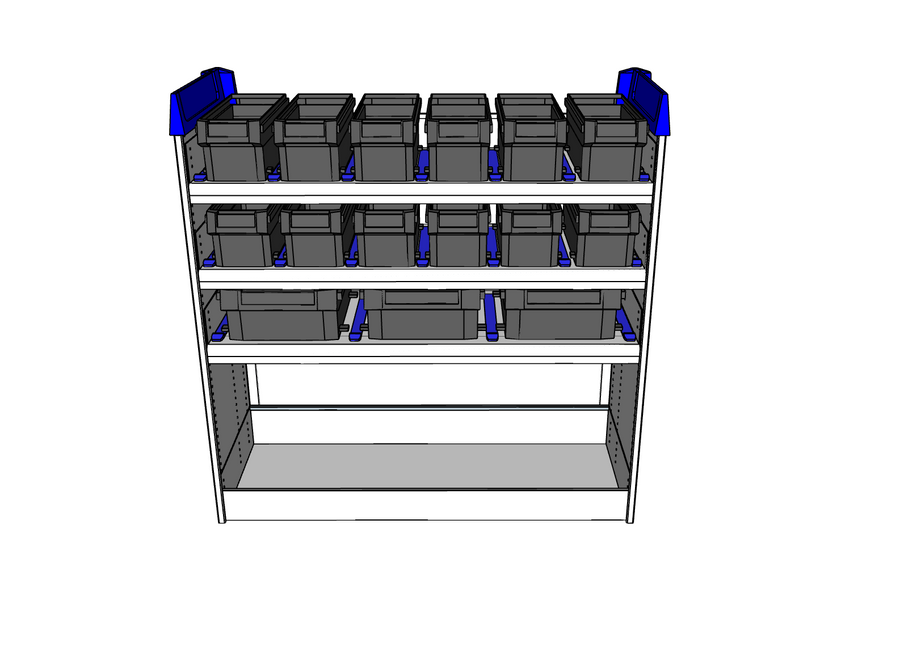 Simpleco Ute Canopy Racking System BASE UNIT + Top Two Shelves Storage Boxx M +Third Shelf Storage Boxx L