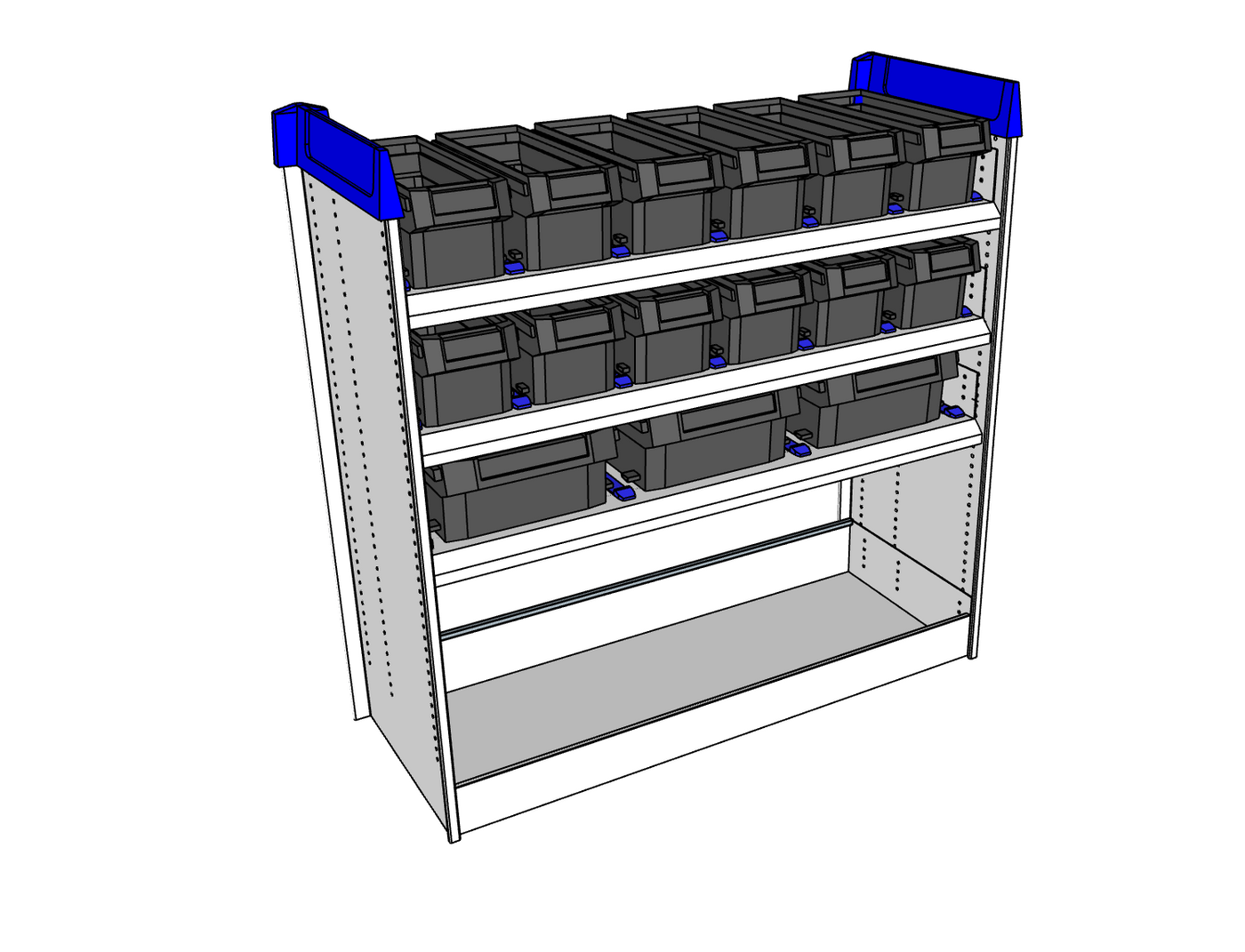 Simpleco Ute Canopy Racking System BASE UNIT + Top Two Shelves Storage Boxx M +Third Shelf Storage Boxx L