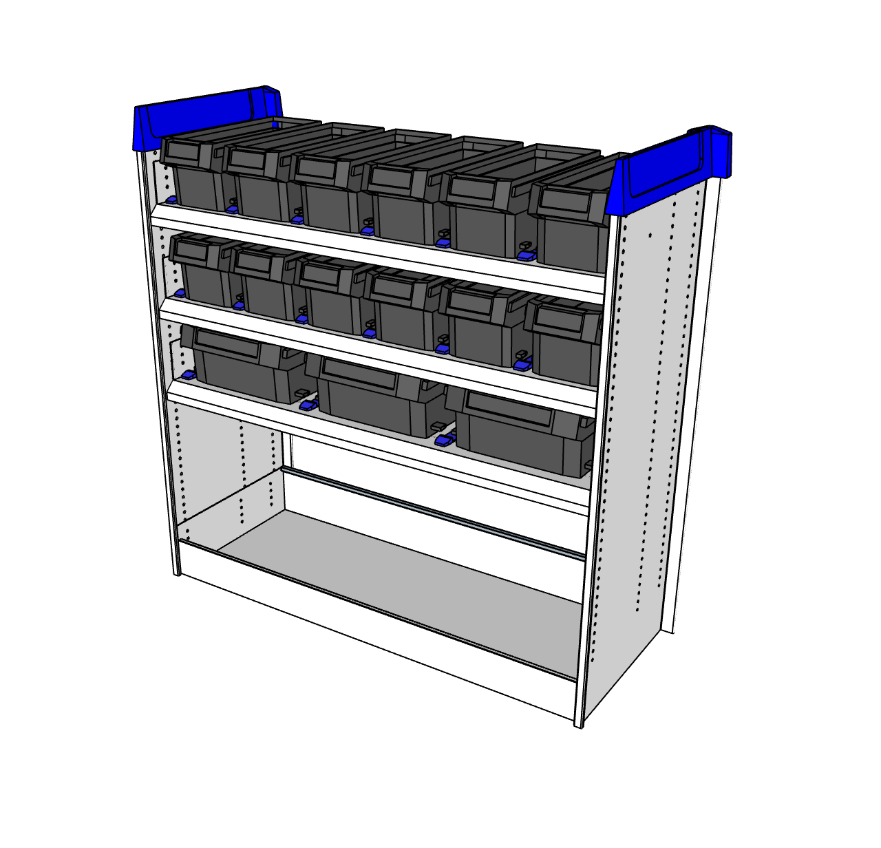 Simpleco Ute Canopy Racking System BASE UNIT + Top Two Shelves Storage Boxx M +Third Shelf Storage Boxx L